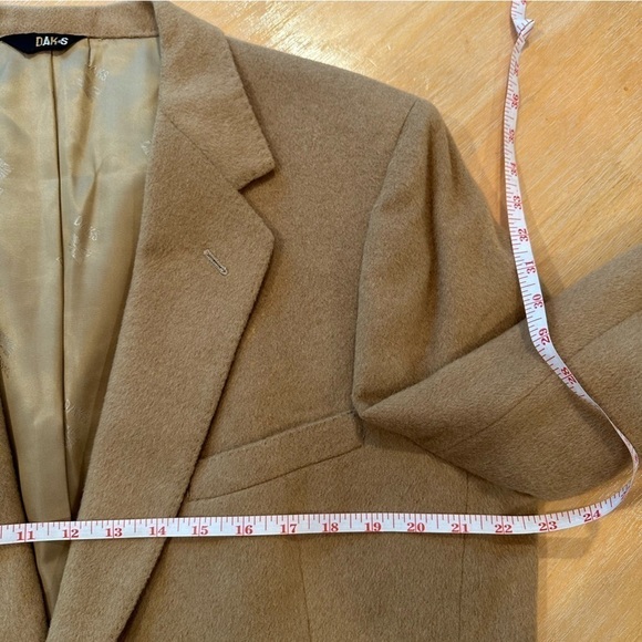 DAKS London New York Camel Sport Coat Jacket Blazer Leather Accent Buttons 46R - Picture 7 of 10